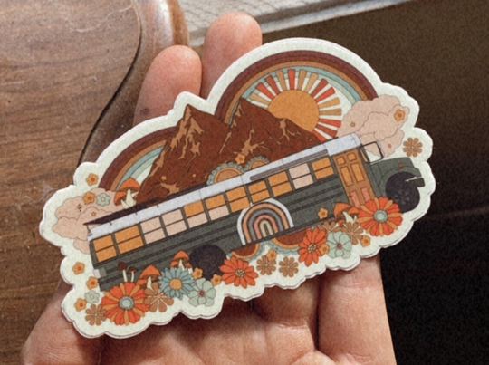 Hippie Van Bus Sticker
