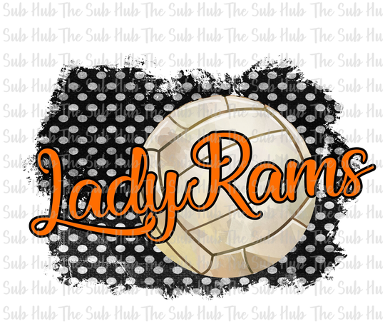 Lady Rams Volleyball | Ready To Press Sublimation Transfer Shirt Design Polka Dot