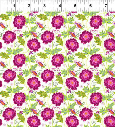 Petit Jardin Floral 4Jhr-1 Jennifer Heynen in The Beginning Fabrics Digital 44-Inch Wide Cotton Fabric Yardage 100% Cotton