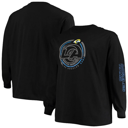 Men's Fanatics Branded Black Los Angeles Rams Big & Tall Color Pop Long Sleeve T-Shirt, Size: 4XB, LAR Black