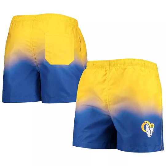 Men's FOCO Royal Los Angeles Rams Dip-Dye Swim Shorts, Size: Small, Blue