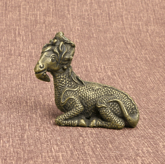 Antique Brass Hand Carved Chinese Diting Statue - Home Decoration Collection