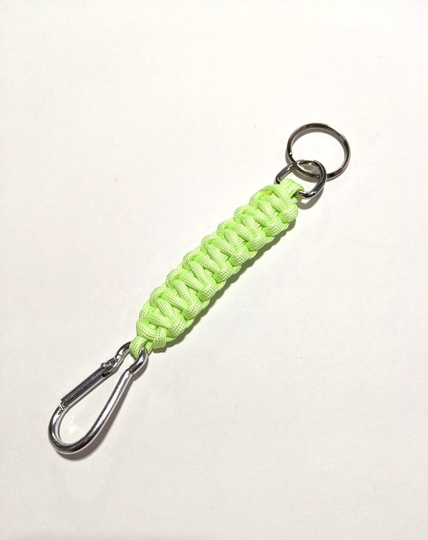 Yellowish Glow in The Dark Knotted Paracord Keychain With Carabiner Clip