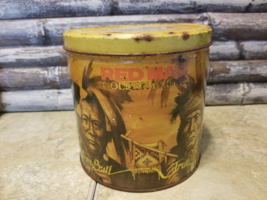 Red Man Golden Blend Tobacco Tin - Sitting Bull Iron True Eagle Cloud Item #4886-15
