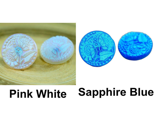 1Pc Small Matte Ab Flower Handmade Czech Glass Button Size 8 18mm