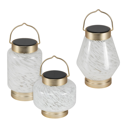 White Blown Glass Solar LED Lantern by World Market