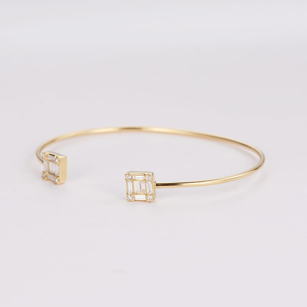 0.77Ct Diamond Bangle Bracelet in 14K Rose Gold, Minimalist Bracelet, Unique Engagement Bracelet, Wedding, Rose Gold Bangle, Anniversary Gift