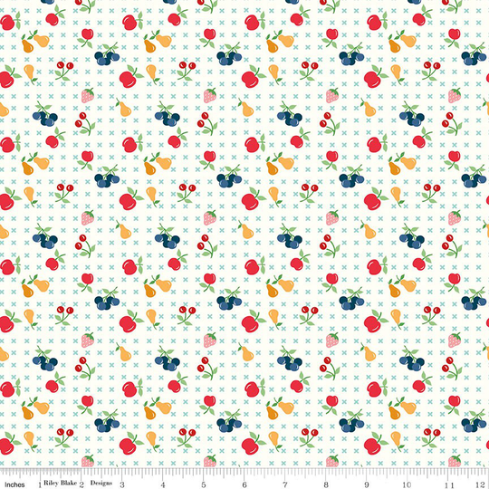 Fruit - Cook Book Fabric Collection By Lori Holt For Riley Blake Designs C11760 Songbird 1/2 Yard