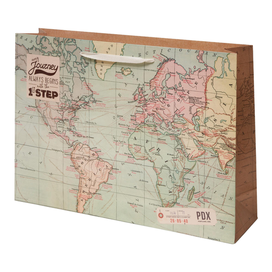 Jumbo World Map Gift Bag: Multi - Paper by World Market