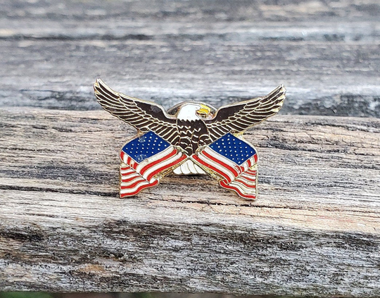 Vintage Flag & Eagles Pin. Gift For Dad, Mom, Anniversary, Christmas