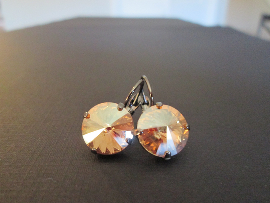 Golden Shadow Swarovski Crystal Earrings/Golden Champagne Gunmetal Earrings/ Bridesmaid Jewelry/Crystal Earrings