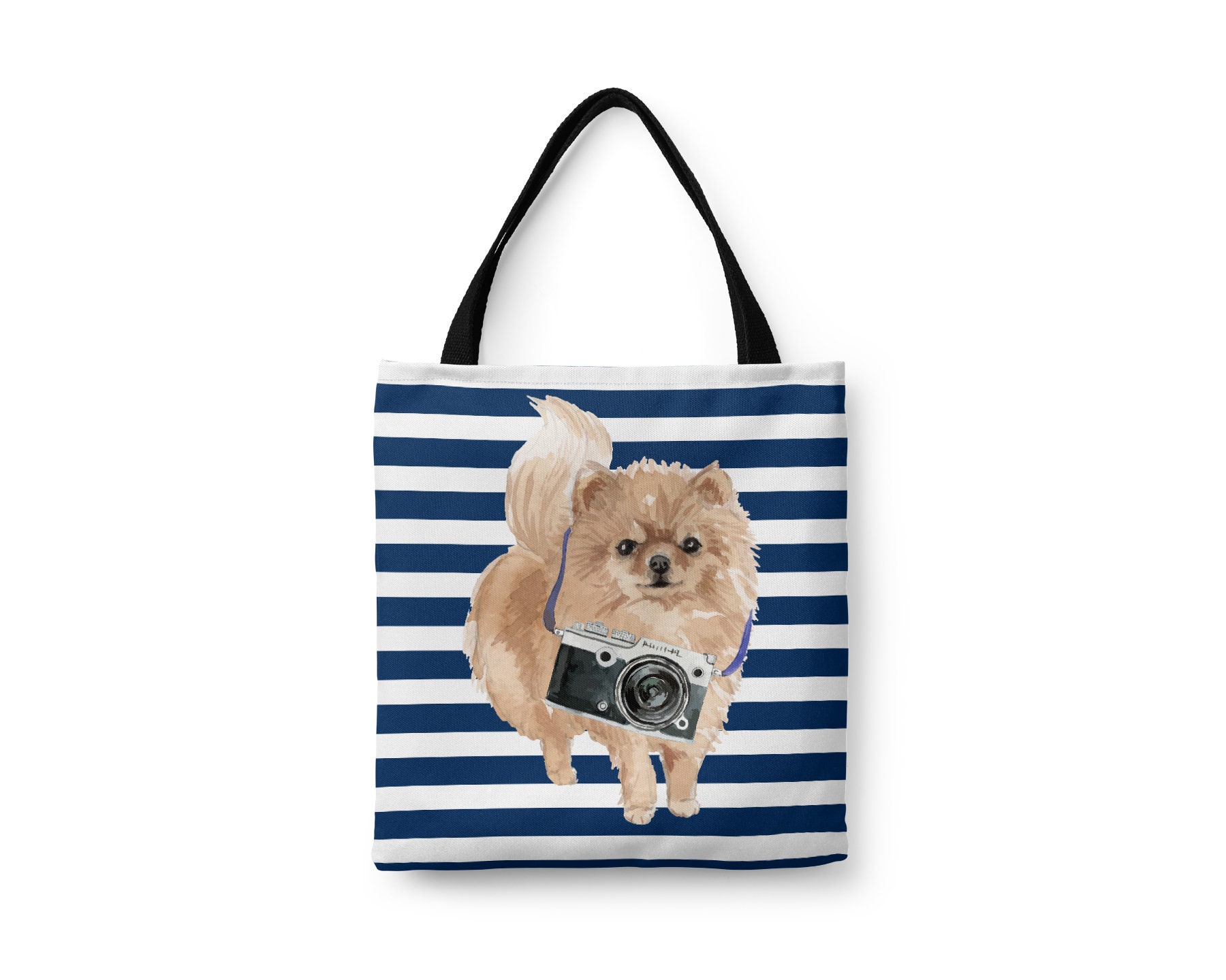 Pomeranian Dog Tote Bag - Illustrated Dogs & 6 Travel Inspired Styles. All Purpose For Work, Shopping, Life. Zwergspitz, Dwarf Spitz, Loulou