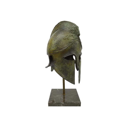Ancient Greek Helmet With Ram Bronze Sculpture Statue Museum Quality 30cm