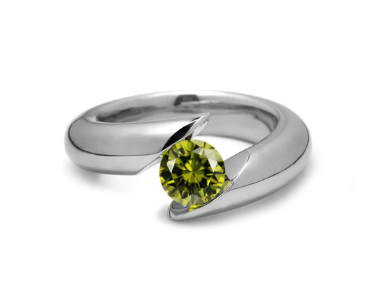 1Ct Peridot Bypass Tension Set Ring in Stainless Steel By Taormina Jewelry