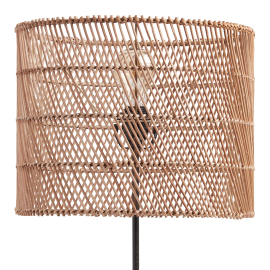 Wavy Open Weave Rattan Drum Table Lamp Shade: Natural - Natural Fiber by World Market