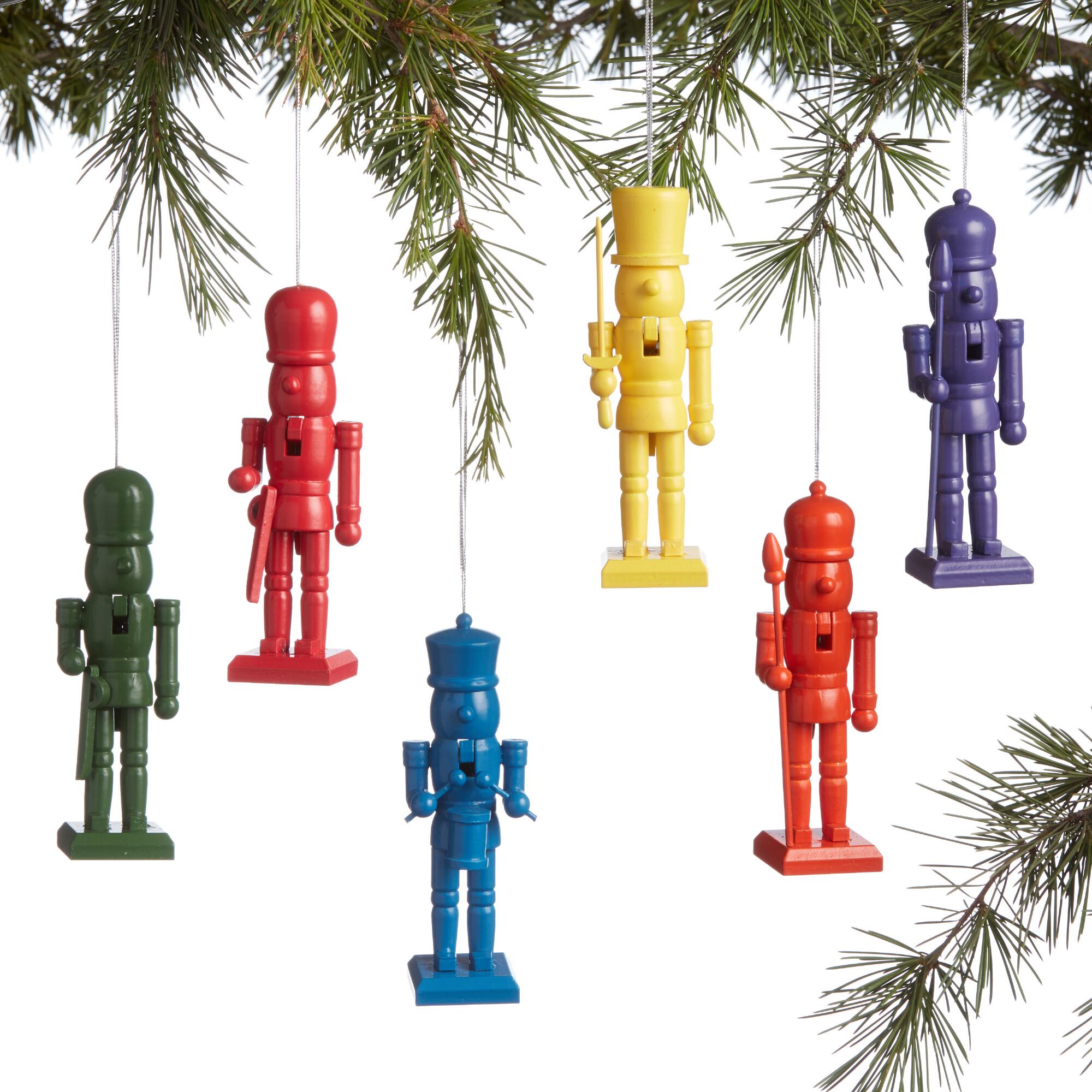 Rainbow Wood Nutcracker Boxed Ornaments 6 Pack: Multi by World Market