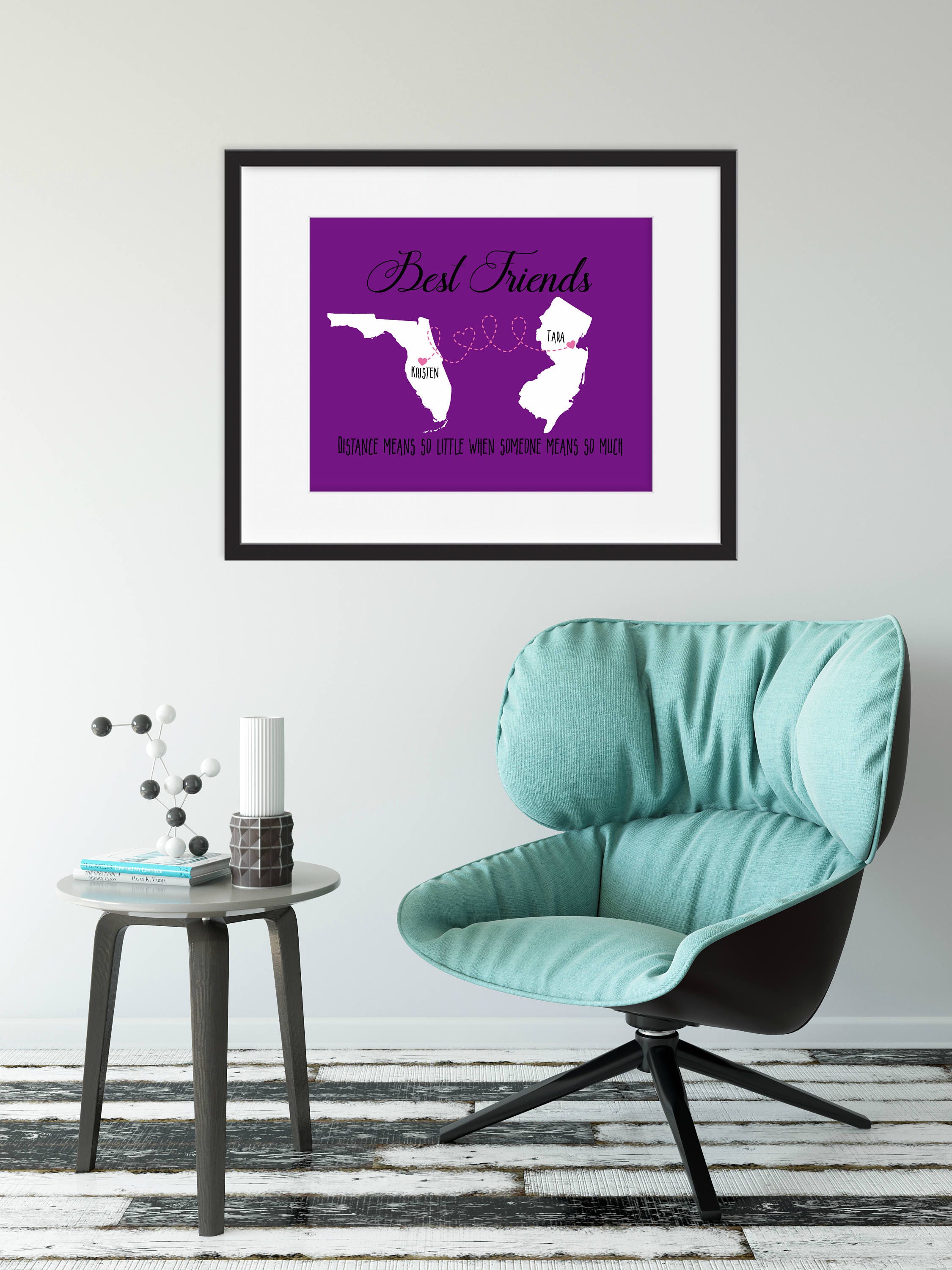 Going Away Gift Print For Friend, Long Distance State Best Friend