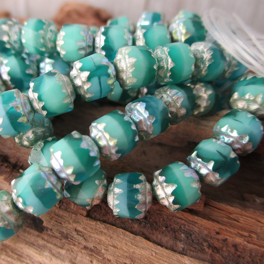 6mm Sea Blend Czech Glass Beads, Cathedral Cut, Fire Polished Renaissance Style, Strand 20 Beads