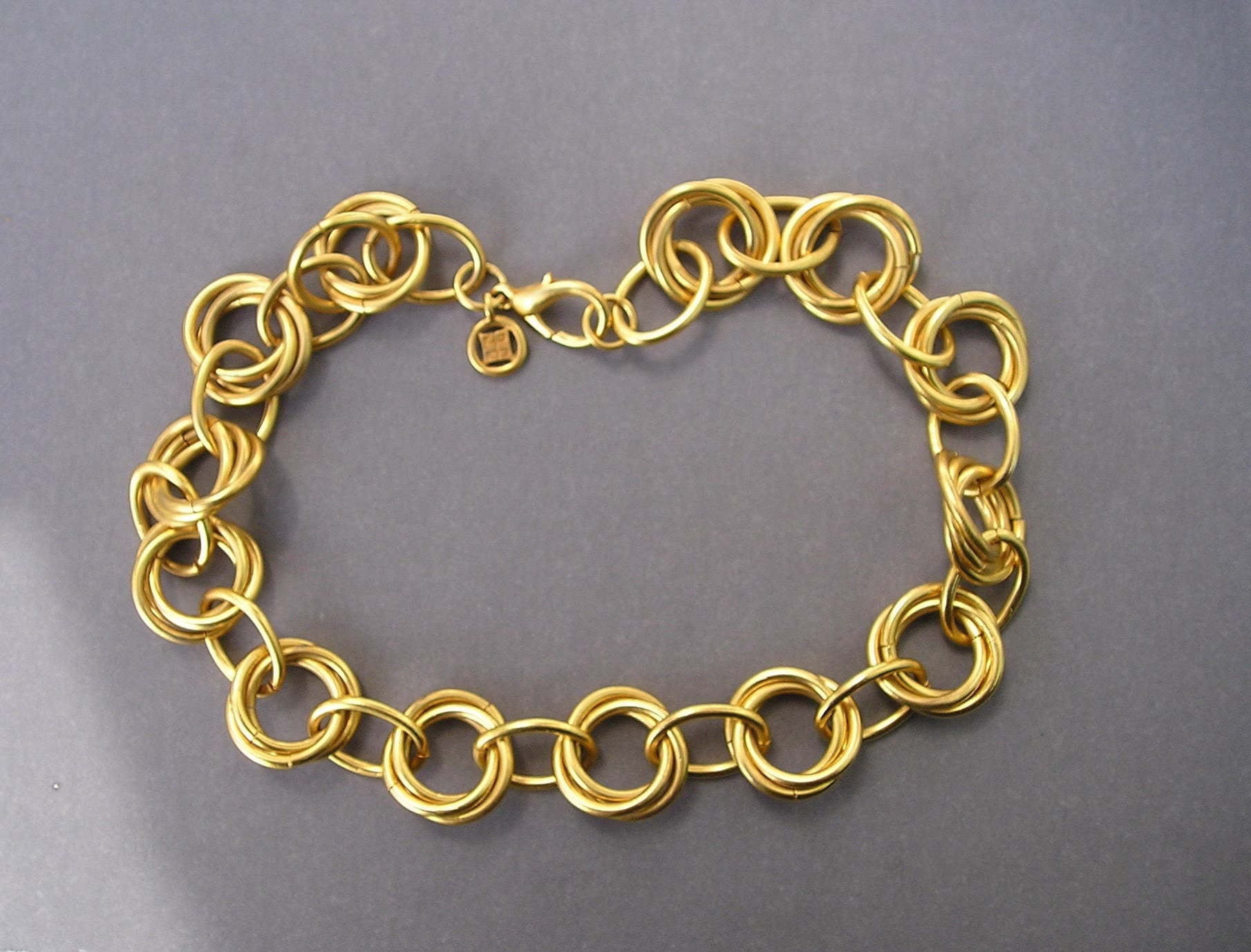 Vintage Givenchy Chunky Heavy Interlocking Circle Link Gold Necklace