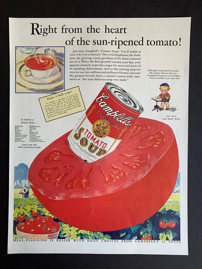 Vintage 1932 Campbell's Tomato Soup Print Ad