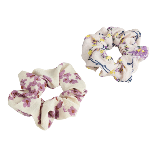 Multicolor Dainty Floral Hair Scrunchies 2 Pack: Purple by World Market