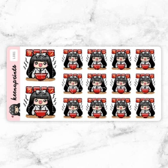 L081 | Ramen Noodles Stickers, Lola Repositionable Food Stickers Perfect For Erin Condren Life Planner, Filofax, Plum Paper & Other Planner
