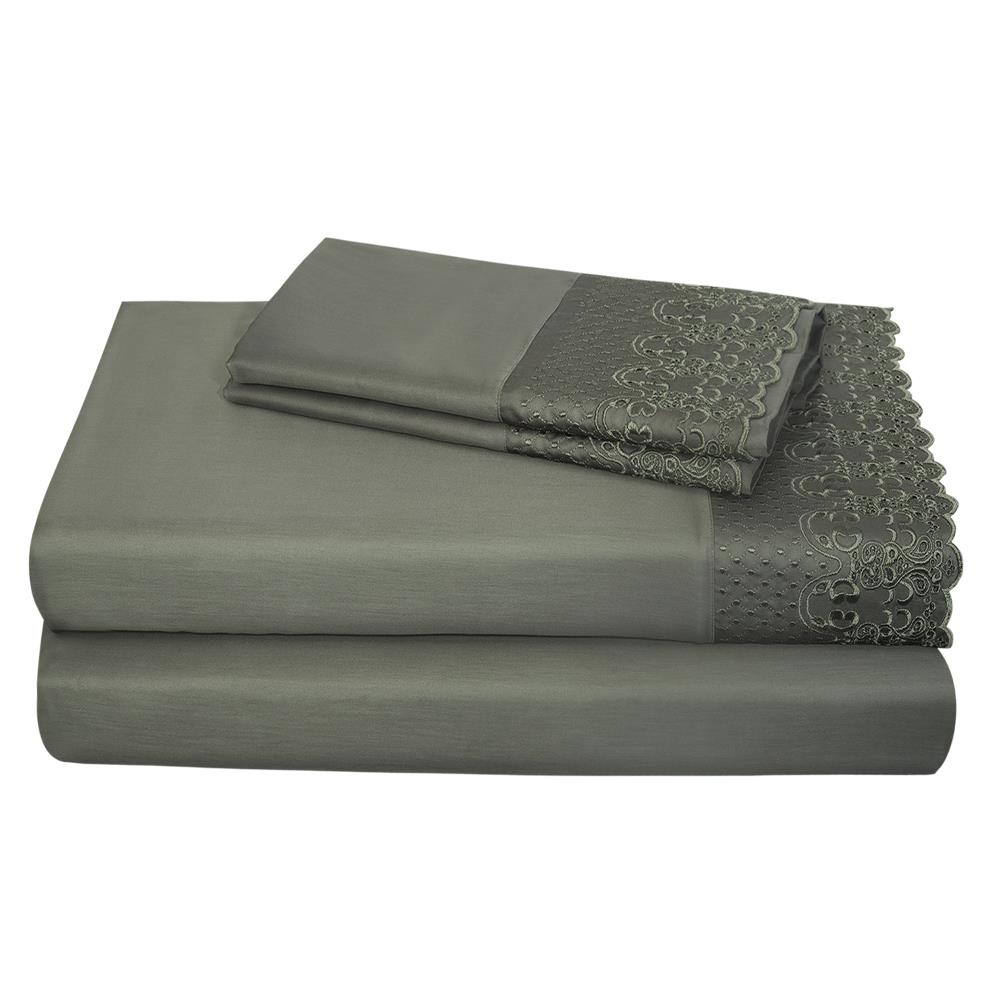 Grace Home Fashions RENAURAA Smart Full Cotton Blend Bed Sheet in Gray | 1400CVC_ER-LC SPC CH