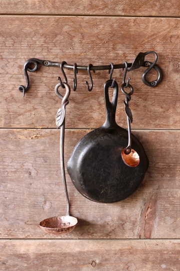 Leafy Pot & Pan Holder Rack Hand Forged Blacksmith