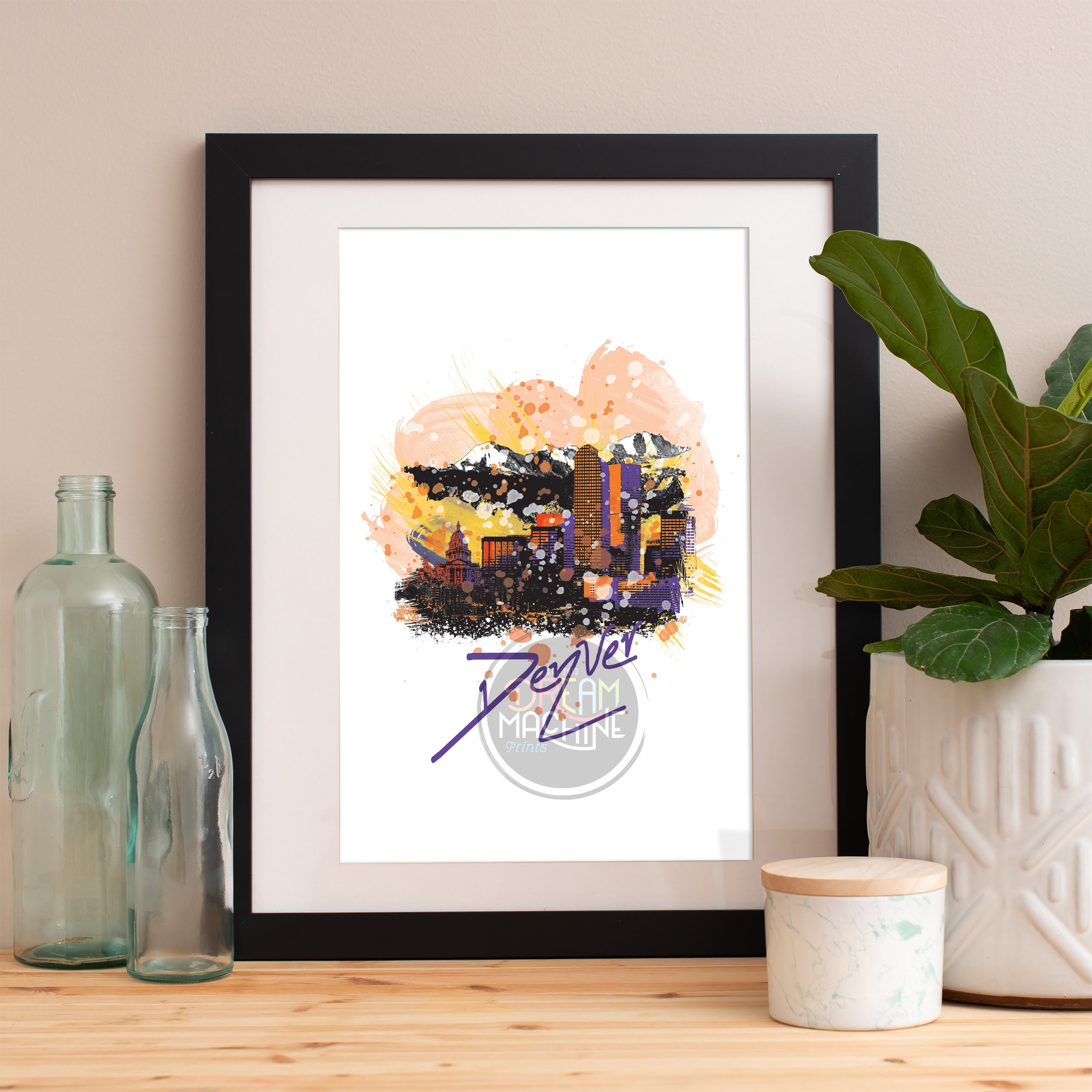 Denver Print, Skyline, Art, Poster, Watercolor, Art Map, Wall Colorado