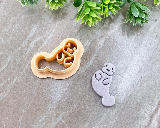 Manatee Clay Cutter, Animal Polymer Cookie & Fondant Embossing Seal Cutter For Clay, Single Or Mirrored Set