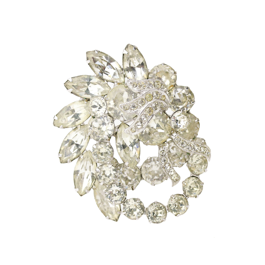 Vintage Brilliant Eisenberg Clear Rhinestone Brooch