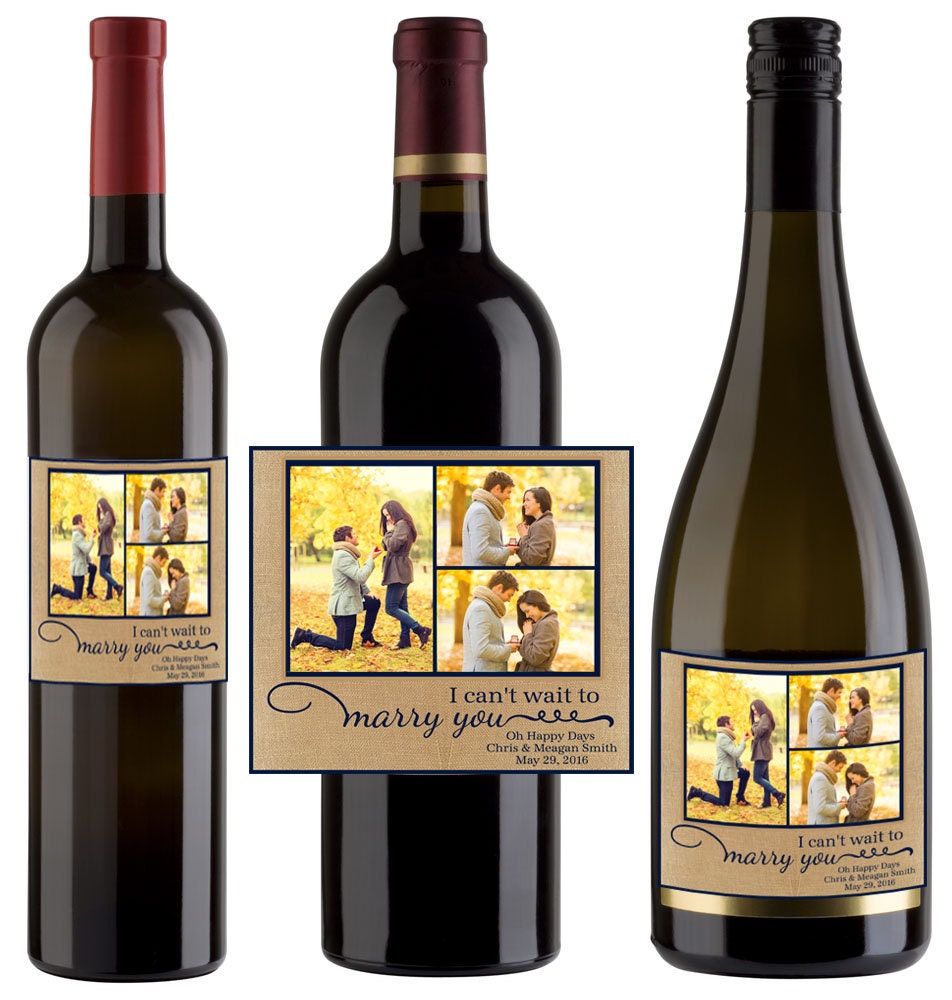 I Can't Wait To Marry You Wine Labels - Wedding Favor Bottle Burlap & Lace Can't Wait To Marry You
