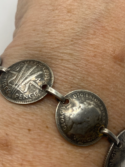 Vintage 925 Sterling Silver Coin Bracelet