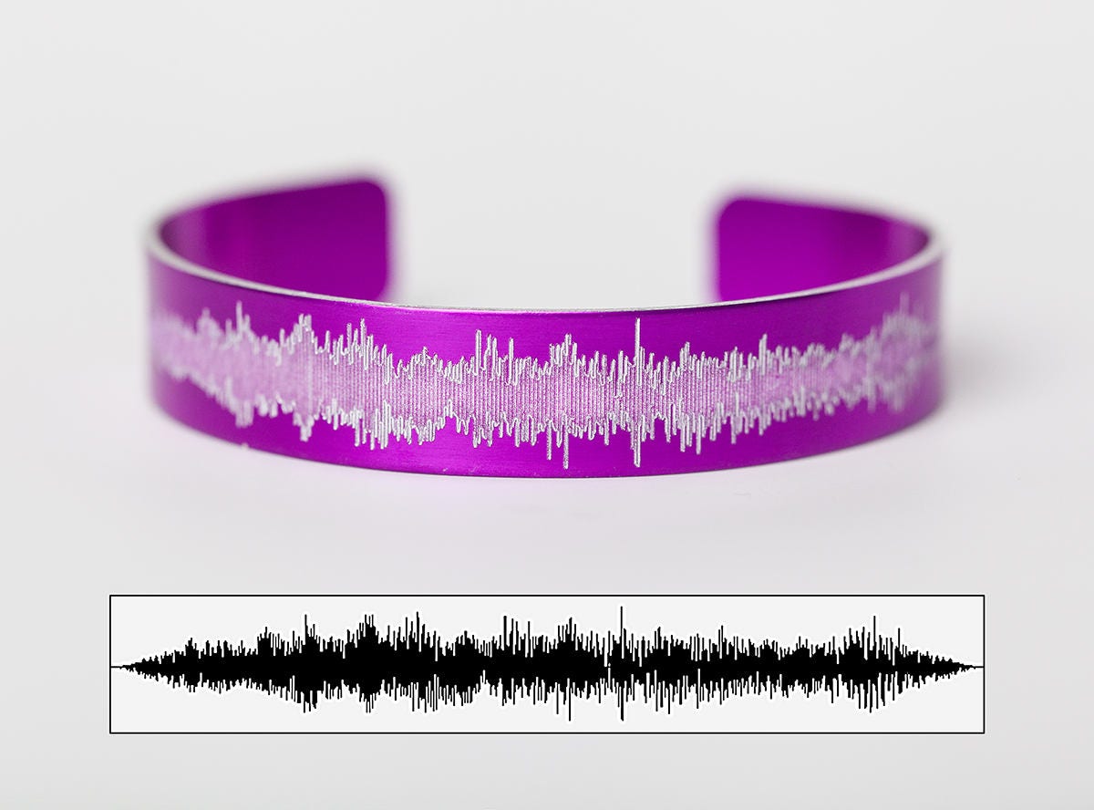 Custom Sound Wave Bracelet - Baby's Heartbeat Music Gift Engraved Jewelry Soundwave