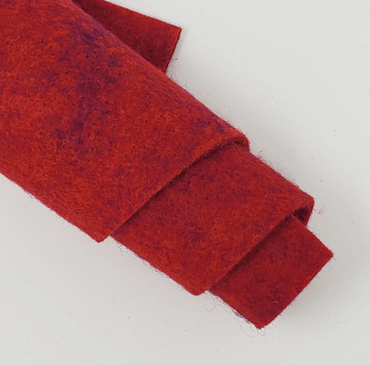 Hand Washed Merino Wool Blend Felt 9"x12" Sheets Purple Heart Red Color