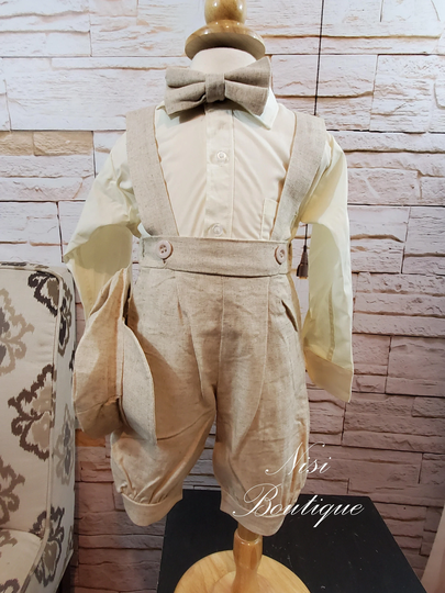 Free Shipping Baby Boy Suit Outfit, Any Elegant Occasion Khaki Color Four Pieces