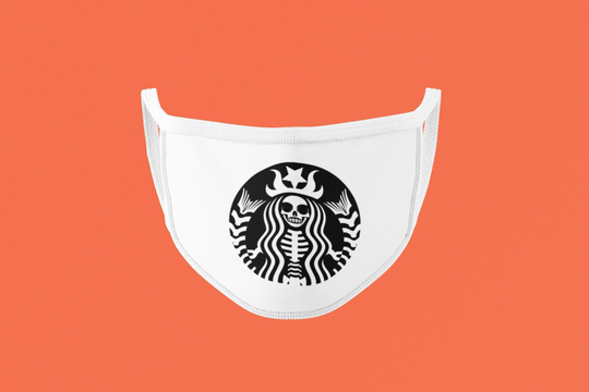 Starbucks Coffee Face Mask, Skull Starbuck Halloween Skeleton Skeleton, Caffeine Queen