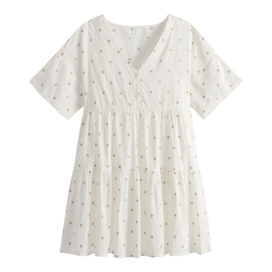 White And Gold Windowpane Aura Dress - Large by World Market