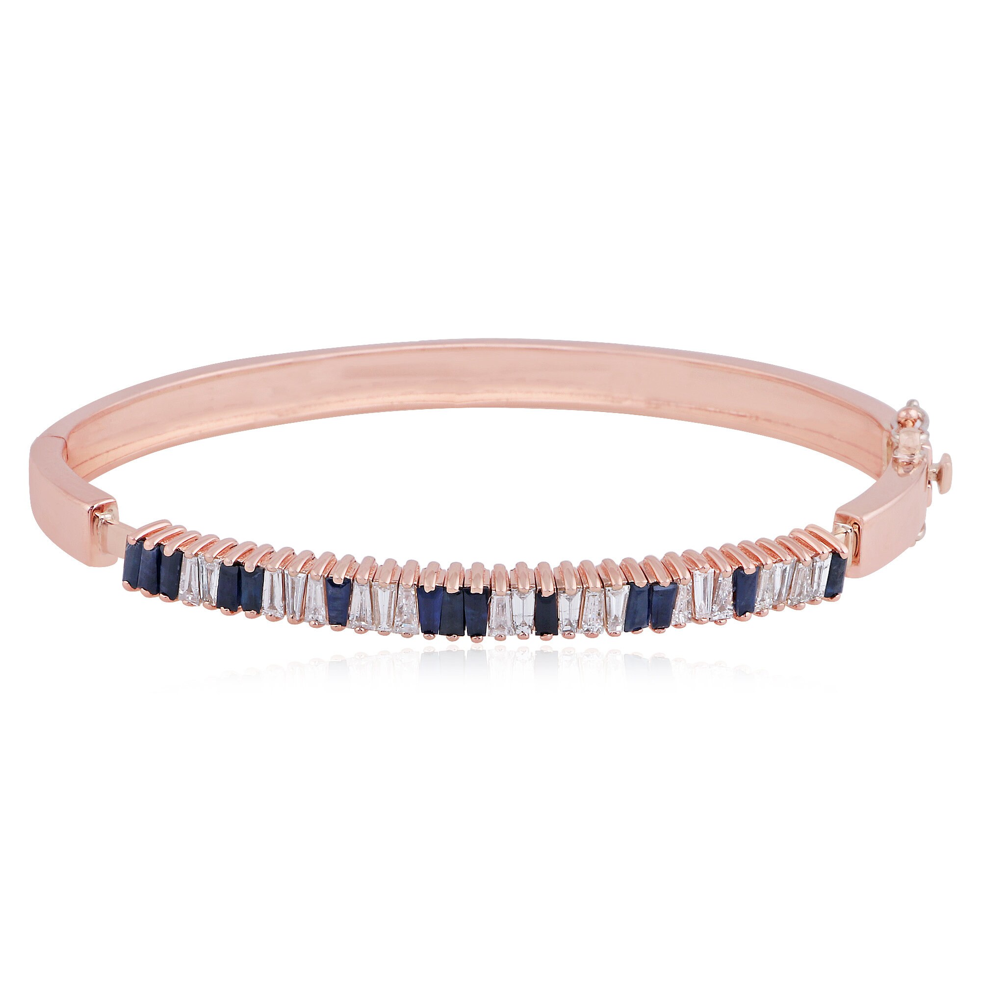 On Sale Bangle For Women's, 14K Gold Diamond Bangle, 1.16 Cts Blue Sapphire Natural | Hi Color Si Clarity Girl's Bracelet