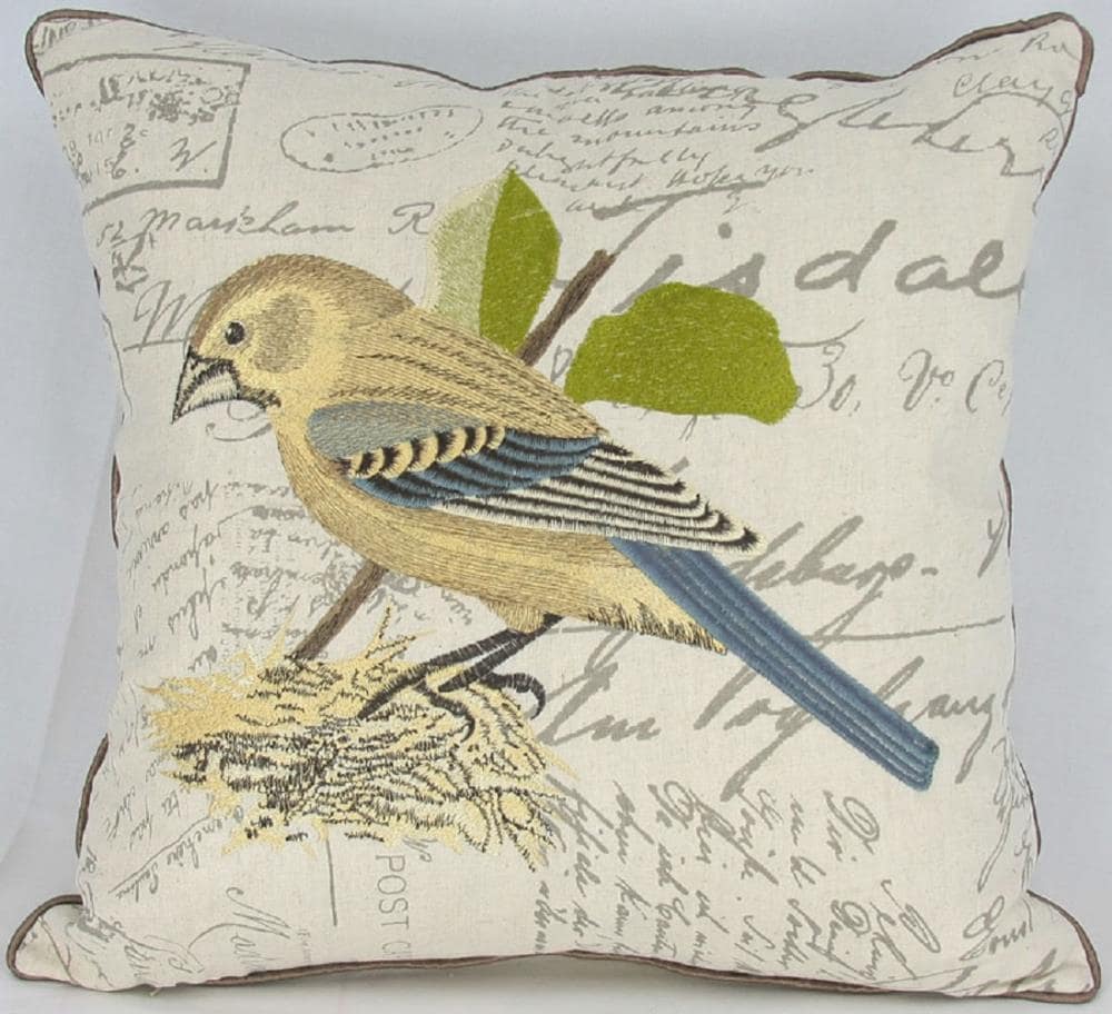 MANOR LUXE Avian 18-in x 18-in Multiple Colors Cotton Blend Indoor Decorative Pillow | ML11076FEATHER
