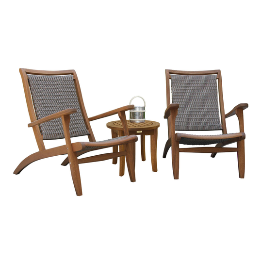 Eucalyptus and All Weather Wicker Erich 3 Piece Outdoor Patio Set - Resin by World Market