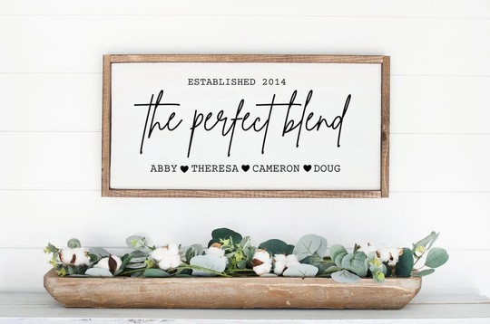 The Perfect Blend Family Signs Personalized | Sign, Blended Family, Blend, Blended Wedding Gift