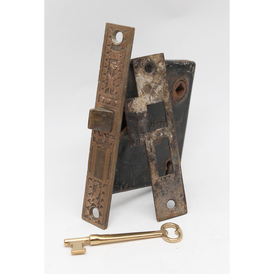 Sargent Signed Iron Mortise Lock Set With Ornate Brass Faceplate