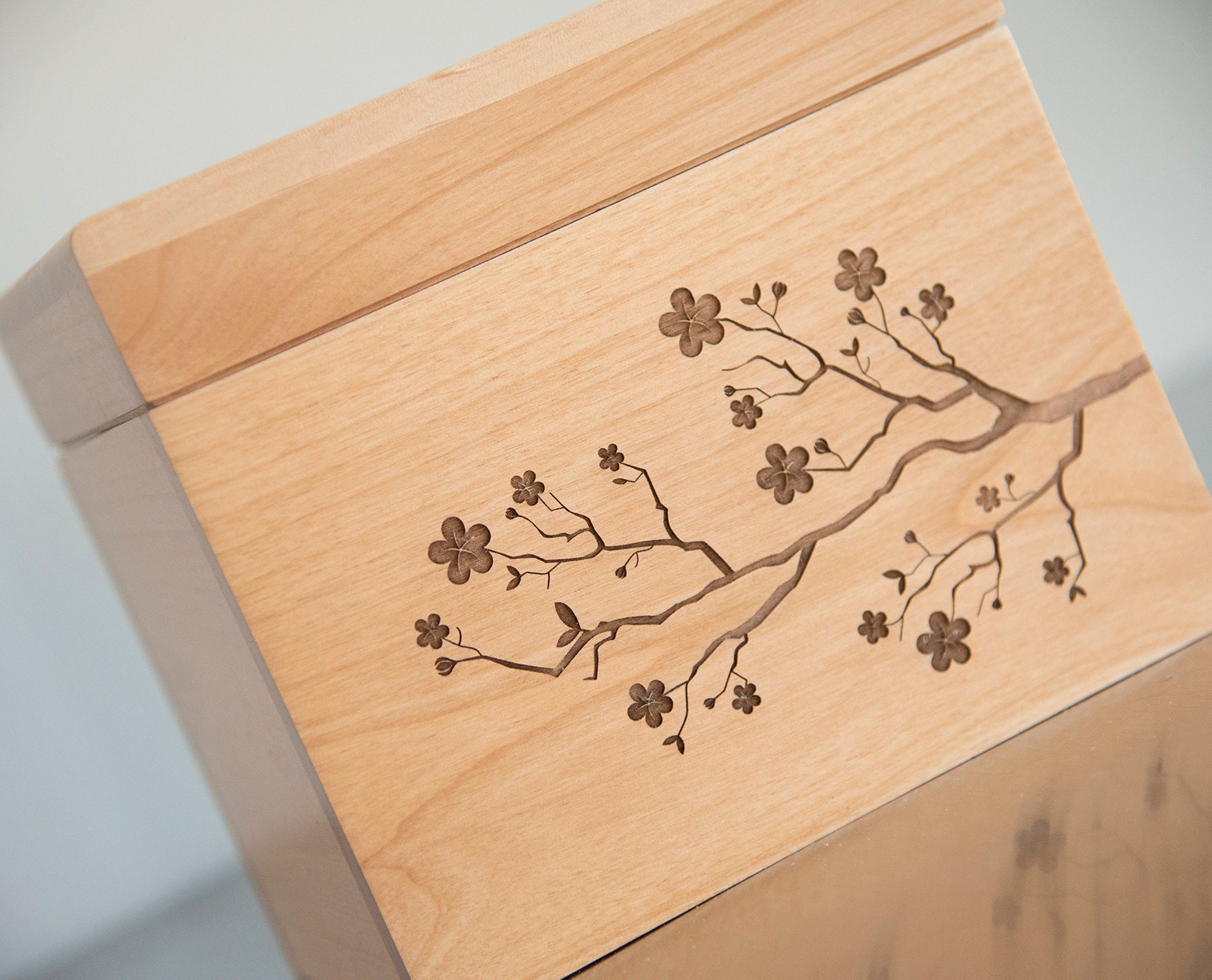 Personalized Recipe Box - Cherry Blossoms