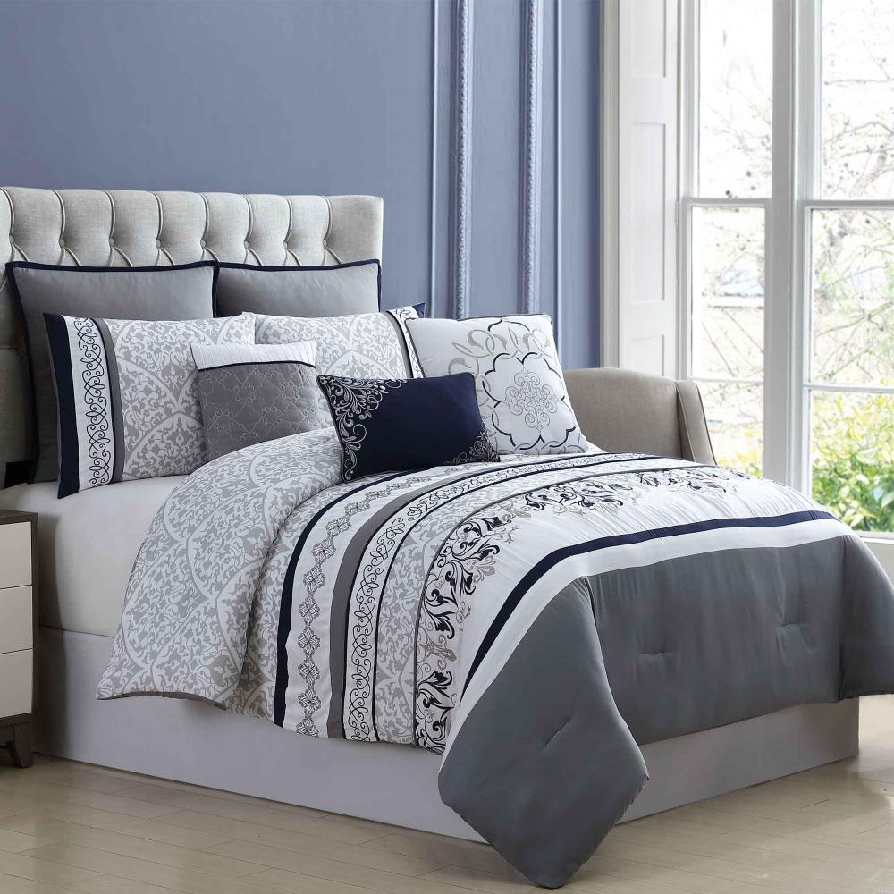Amrapur Overseas Hayworth comforter set Multi Multi Reversible Queen Comforter (Blend with Polyester Fill) | 38EBJQCF-HAY-QN