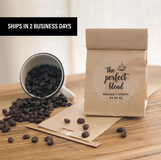 Diy Coffee Wedding Favors, The Perfect Blend, Bags & Stickers