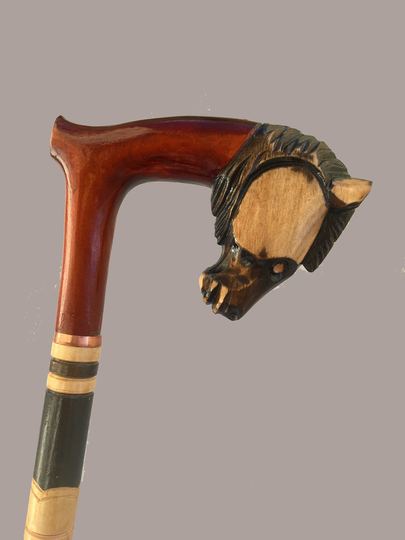 Horse Wood Carved Walking Cane Designer Art Wooden Stick Cain Best Gift For Man