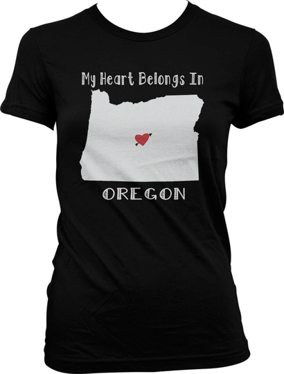 My Heart Belongs in Oregon Juniors T-Shirt, Nofo 01025