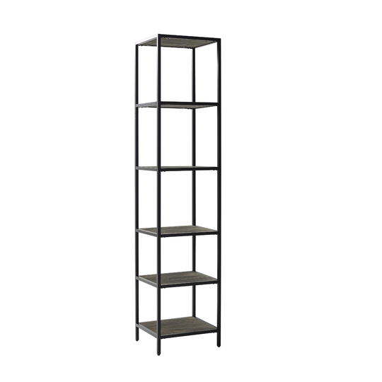 Brown Ash and Matte Black Owen Etagere Shelf: Black/Brown - Metal by World Market
