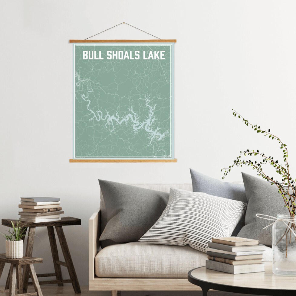 Bull Shoals Lake Missouri Street Map Print | Magnetic Poster Frame Printed Marketplace